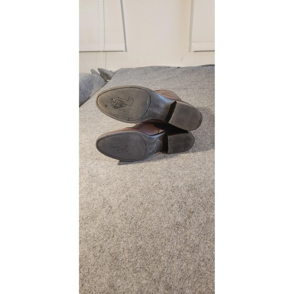 Ralph Lauren Boots Womens Size 8 Brown Leather Ankle Biker Buckle Zip Booties - Picture 6 of 8